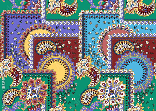 Hand draw paisley pattern. Seamless tribal pattern design
