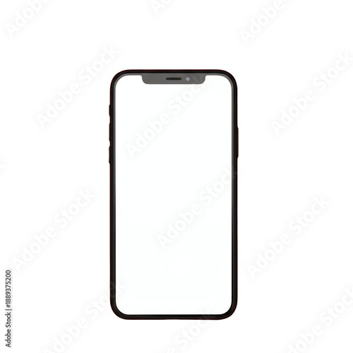 Smartphone Mockup with Blank White Screen, Isolated on Transparent Background