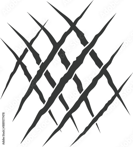 Sharp thorns illustration forming a diamond pattern, viewed from directly above with sharp edges