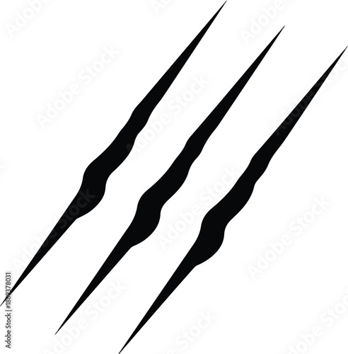 Three black claw marks diagonally on a plain surface from a top-left viewpoint