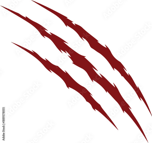 Sharp red claws swiping through the air with a fierce animalistic gesture from a diagonal viewpoint in an illustration