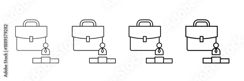 Business Leadership Icons Vector Set In Different Stroke Line Style