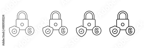 Biometric Security Icons Vector Set In Different Stroke Line Style