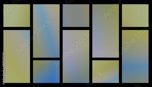 	
Soft golden, lime, and pink gradients shimmer across tiled panels beside elegant gold text on black, ideal for glamorous invitations, beauty branding, and luminous web headers.	
