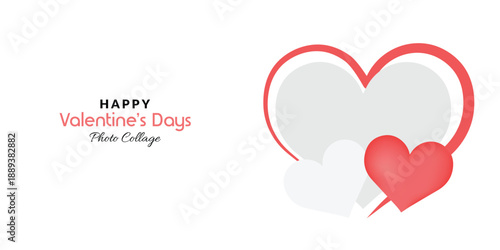 Minimal Love Theme Background with Heart Shaped Photo Frame