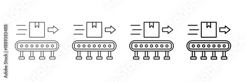 Assembly Line Icons Vector Set In Different Stroke Line Style