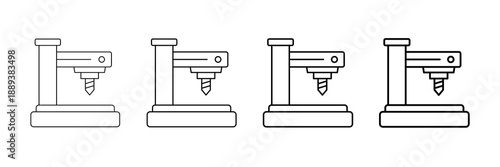 Cnc Machine Icons Vector Set In Different Stroke Line Style