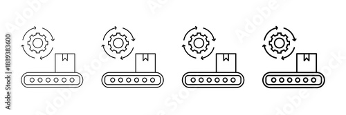 Automated Production Icons Vector Set In Different Stroke Line Style
