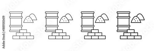 Raw Materials Icons Vector Set In Different Stroke Line Style