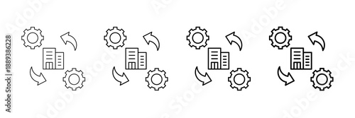 Office Workflow Icons Vector Set In Different Stroke Line Style