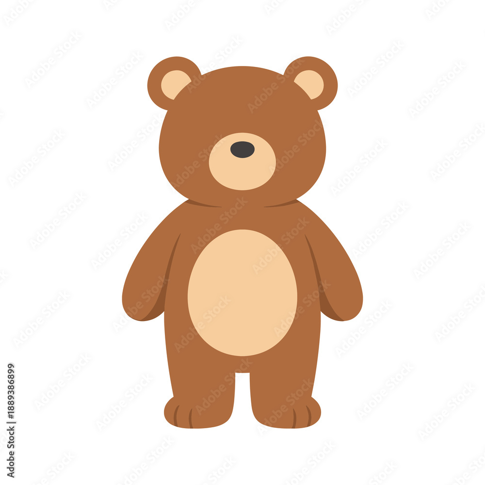 Fototapeta premium Simple cartoon bear standing front view flat vector