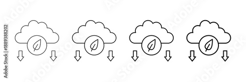 Carbon Neutral Icons Vector Set In Different Stroke Line Style