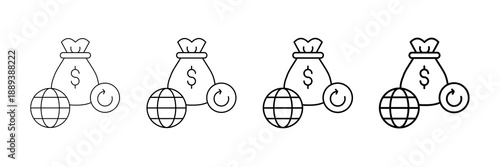 Circular Economy Icons Vector Set In Different Stroke Line Style