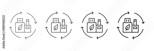 Sustainable Manufacturing Icons Vector Set In Different Stroke Line Style