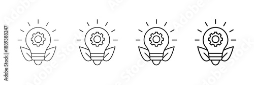 Green Innovation Icons Vector Set In Different Stroke Line Style