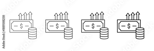 Green Business Growth Icons Vector Set In Different Stroke Line Style