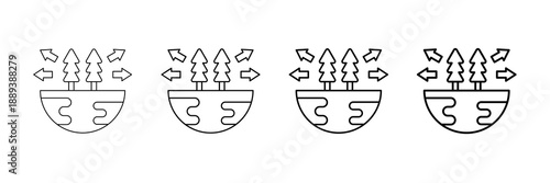Environmental Impact Icons Vector Set In Different Stroke Line Style