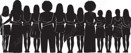 Diverse group of women standing together in solidarity and support