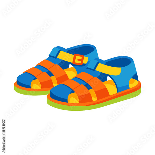 Colorful children's sandals with buckle straps