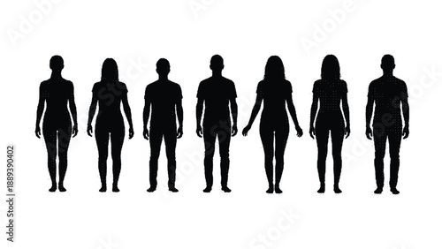 Black silhouettes of people standing in a row