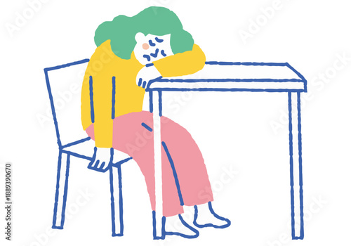 Businessperson slumped at their desk_color