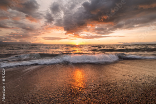 Ocean Sunset Wave Inspirational Travel Beach Nature Scenic Surreal Sunrise Dramatic Landscape Seascape