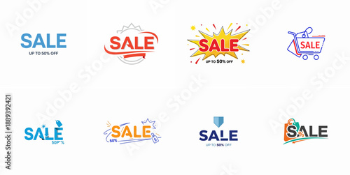 vector illustration set of big sale writing on white background