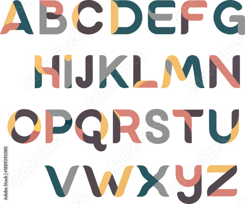 Alphabet letters AZ displayed in a stylized multitoned ribbon effect