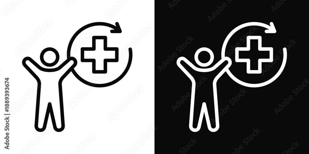 Obraz premium Rehabilitation Icon White And Black Background Style