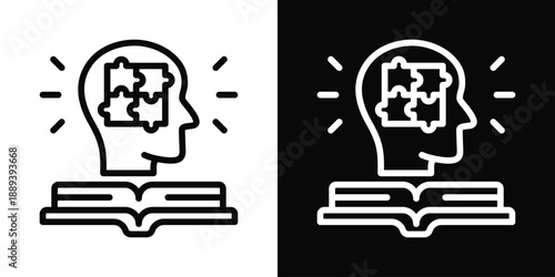 Education Icon White And Black Background Style