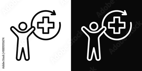 Rehabilitation Icon White And Black Background Style