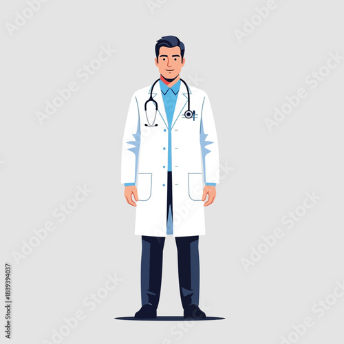 Doctor in White Coat with Stethoscope, Medical Professional