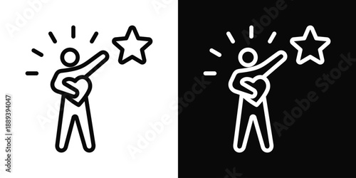 Self Esteem Icon White And Black Background Style