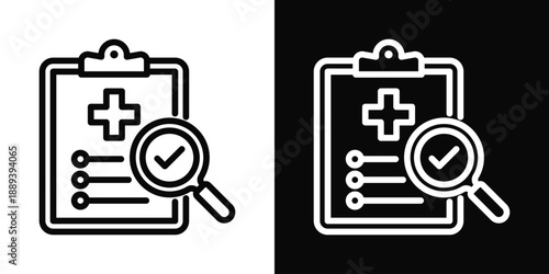 Diagnosis Icon White And Black Background Style
