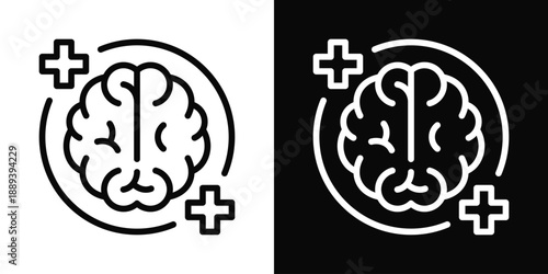 Neuro Icon White And Black Background Style