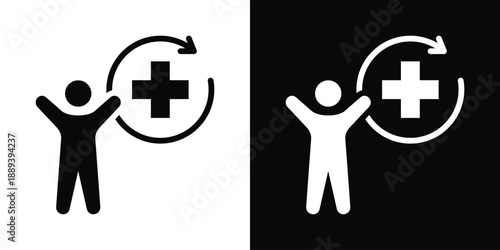 Rehabilitation Icon White And Black Background Style