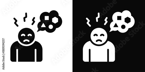 Stress Icon White And Black Background Style