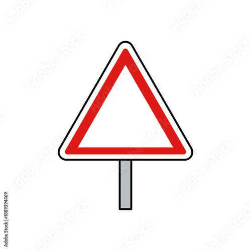 Empty warning sign illustration showing red triangle border on white background