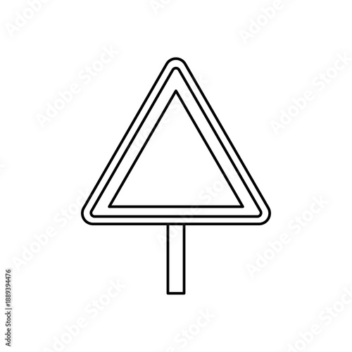 Minimal triangular warning road sign illustration with double line border