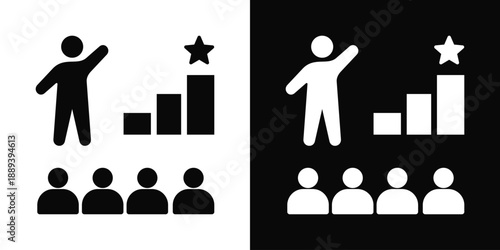 Leadership Icon White And Black Background Style