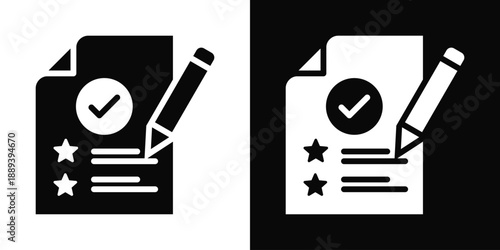 Assessment Icon White And Black Background Style