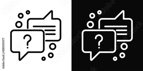 Help Line Icon White And Black Background Style