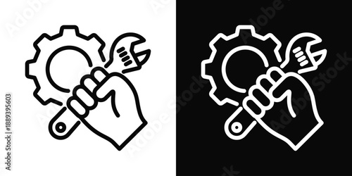 Repair Icon White And Black Background Style