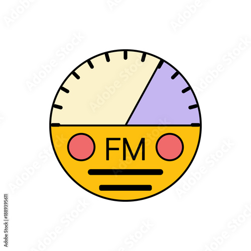 Vintage FM Radio Tuner Icon Illustrating Analog Frequency Control and Broadcasting