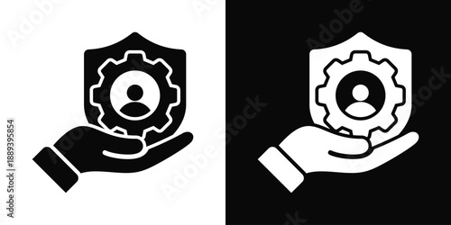 Service Icon White And Black Background Style