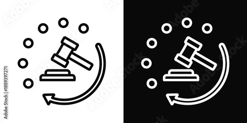 Legal Process Icon White And Black Background Style