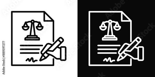 Contract Law Icon White And Black Background Style