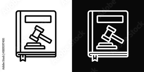 Law Book Icon White And Black Background Style