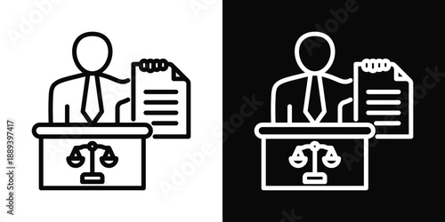 Prosecutor Icon White And Black Background Style