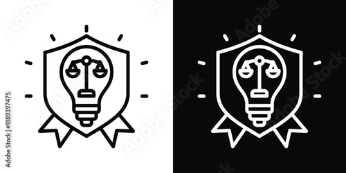 Intellectual Property Icon White And Black Background Style